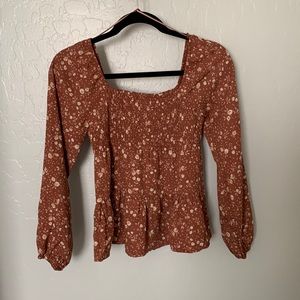 Paper Crane Smocked Long Sleeve Top